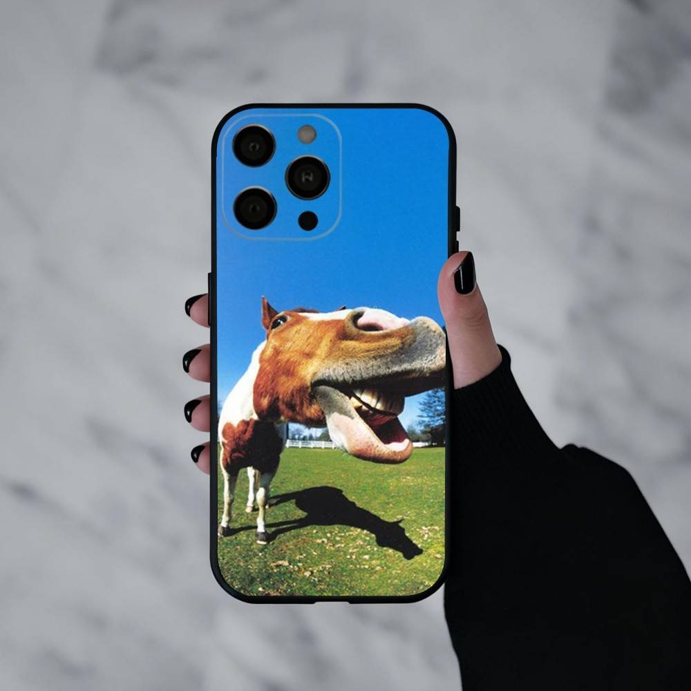 Funny Art Horse Animal   Phone Case For iPhone 17pro,16,15,14,13,12,11 Plus,Pro Max,XS,Soft Silicone Black Cover