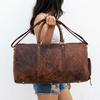 Mala Duffel de Couro de Vaca Personalizada:" Bolsa de Viagem Weekender
