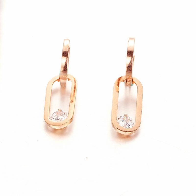 Изысканные Чистые 585 Русские Фиолетовые Золотые Геометрические Серьги с Цирконами, Покрытые Розовым Золотом, Персонализированные Трендовые Дикие Зажимы для Ушей