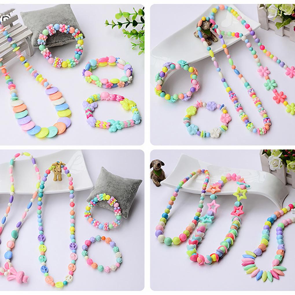 Toddlers DIY Jewelry Beads Toys Kids Necklace Bracelet Beading Christmas Birthday Holiday Preschool Party Toy Gadgets