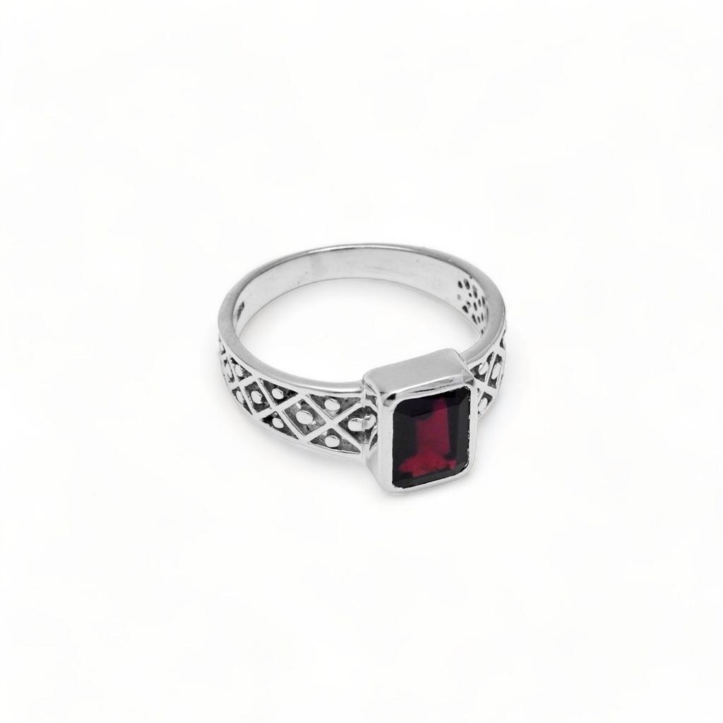 Natural Garnet Men's Ring, 925 Sterling Silver Ring, Signet Ring, January Birthstone Ring, Gift For Him