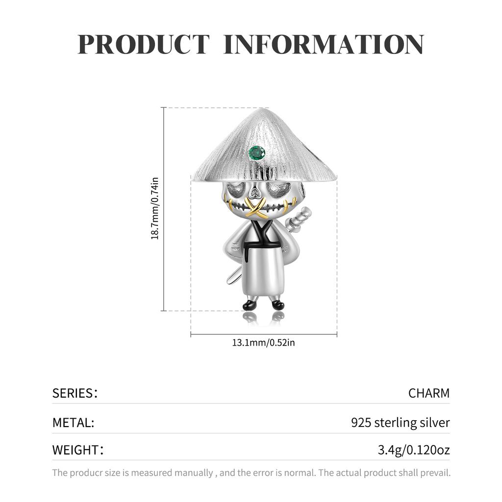 Guitar Skull Cartoon Charm 925 Sterling Silver Gentleman Clown Skeleton Enamel Beads for Women Charm Bracelet Jewelry Dropshipping