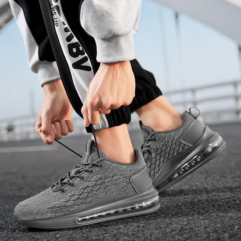 Large Size 48 Men's Shoes Summer New Fly-woven Mesh Breathable Running Sports Trendy Shoes Thick Sole Air Cushion Heightening Shoes Men