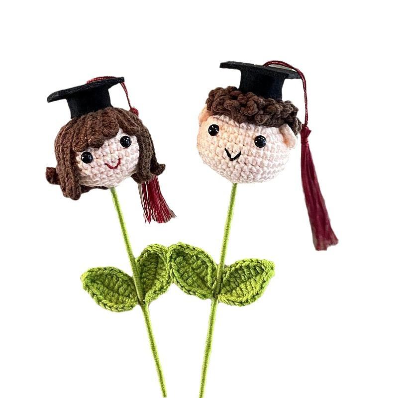 2026 Graduation Gifts for Teacher Season Crochet Flowers Hand-knitted Artificial Flowers Bouquet Crochet Flower Graduation Gift