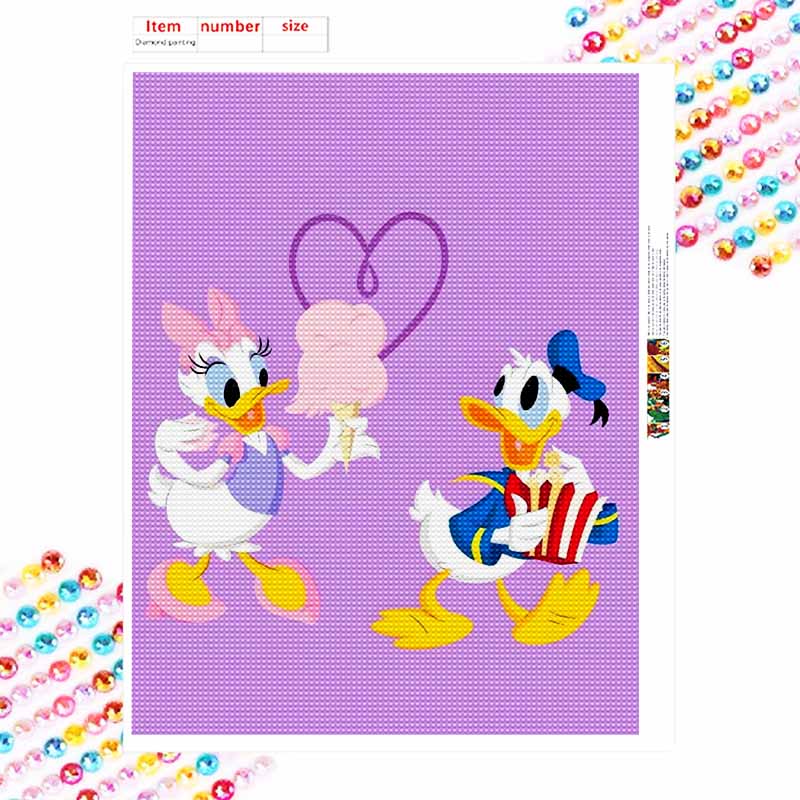 Disney Diamond Art Painting Kit – Donald Daisy Fun Scene Sparkling Craft, Home Wall Decor, Handmade Gift