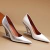 New Women's Special-shaped Heeled Shoes Pointed Tip High Heels Smooth One Kick Women Shoes Workplace Leisure Zapatillas De Mujer