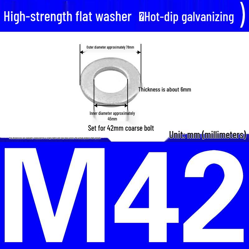 Thickened Hot-Dip Galvanized Washer & Nut Set with Spring Washers, M6-M42