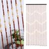 Bamboo Bead Curtain String Door Curtain Beaded Wooden Curtain Shade Ideal Gift W/ Solid Crossbar fit Doorway Simple Installation