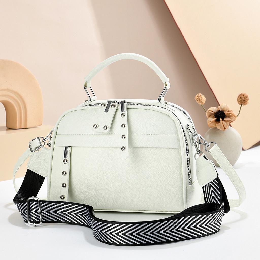 Pu Leather Shoulder Bag With Zipper Pockets And Adjustable Strap For Daily Use