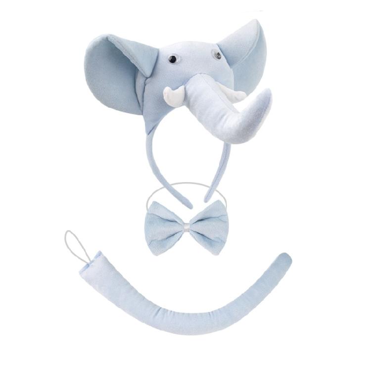 Tier Kostümset Zubehör Elefantenkostüm Set mit Elefantenohren Stirnband Fliege Schwanz Tutu Handschuhe 1/3/4/5Stk.