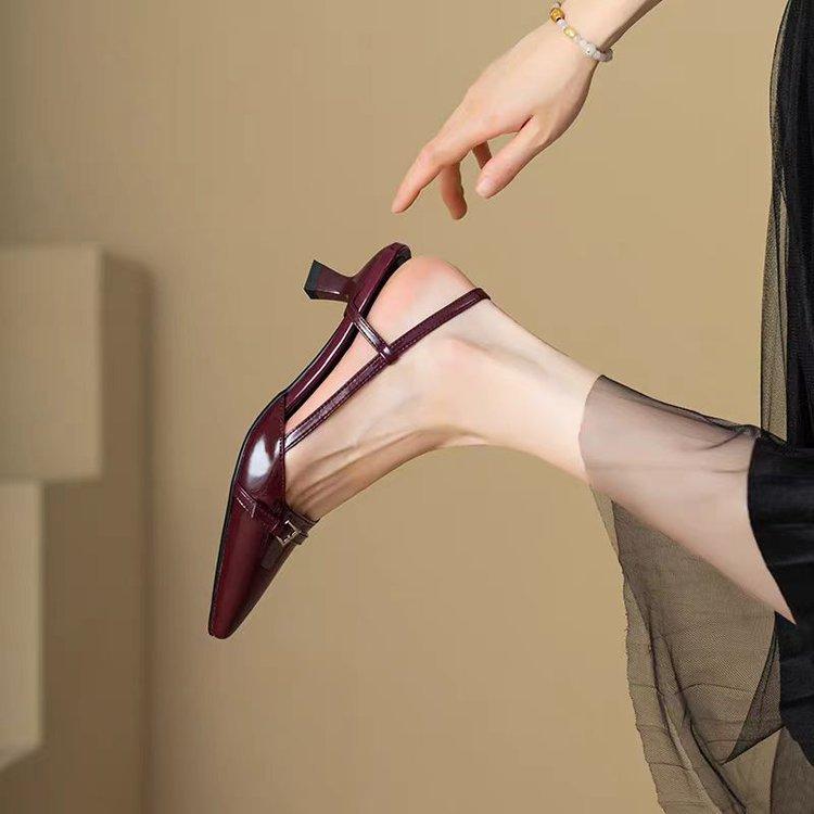 Women Pointed Toe Mid Heel Party Shoes Sandals Designer Summer Pumps Slingback Casual Dress Slippers