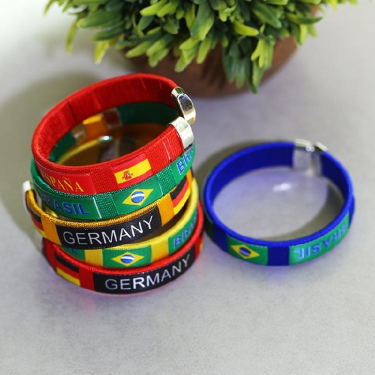 Football Country Flag Wristband Alloy Bracelet Adjustable Sports Band Football Wristlet for Sports and Festivities