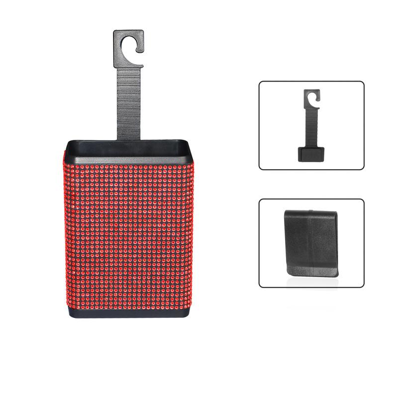 Strass Auto Mülleimer Aufbewahrungsbehälter Kunststoff Farbiger Diamant Rücken Aufbewahrungsbox Müllgreifer Bling Auto Hängezubehör