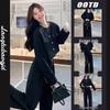 Women's Spring 2026 Black Professional Suit: Popular Two-Piece Set with Straight Wide-Leg Pants and Jacket Top