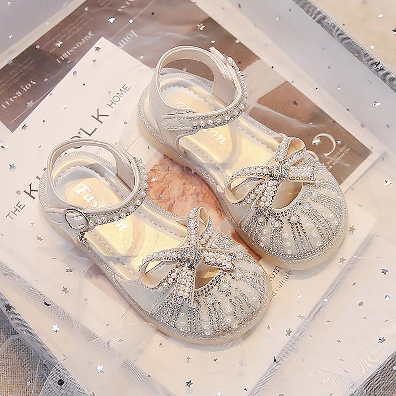 Girls Sandals Summer New Children's Princess Sandals Soft Sole Bag Head Baby Girl Shoes Summer Crystal Shoes