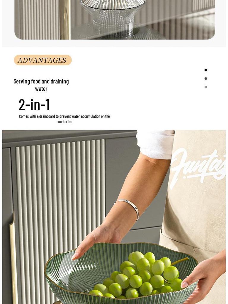 Elegant Ins-Style Fruit Bowl with Drainer - High-Footed Plate for Living Room Snacks and Fruits