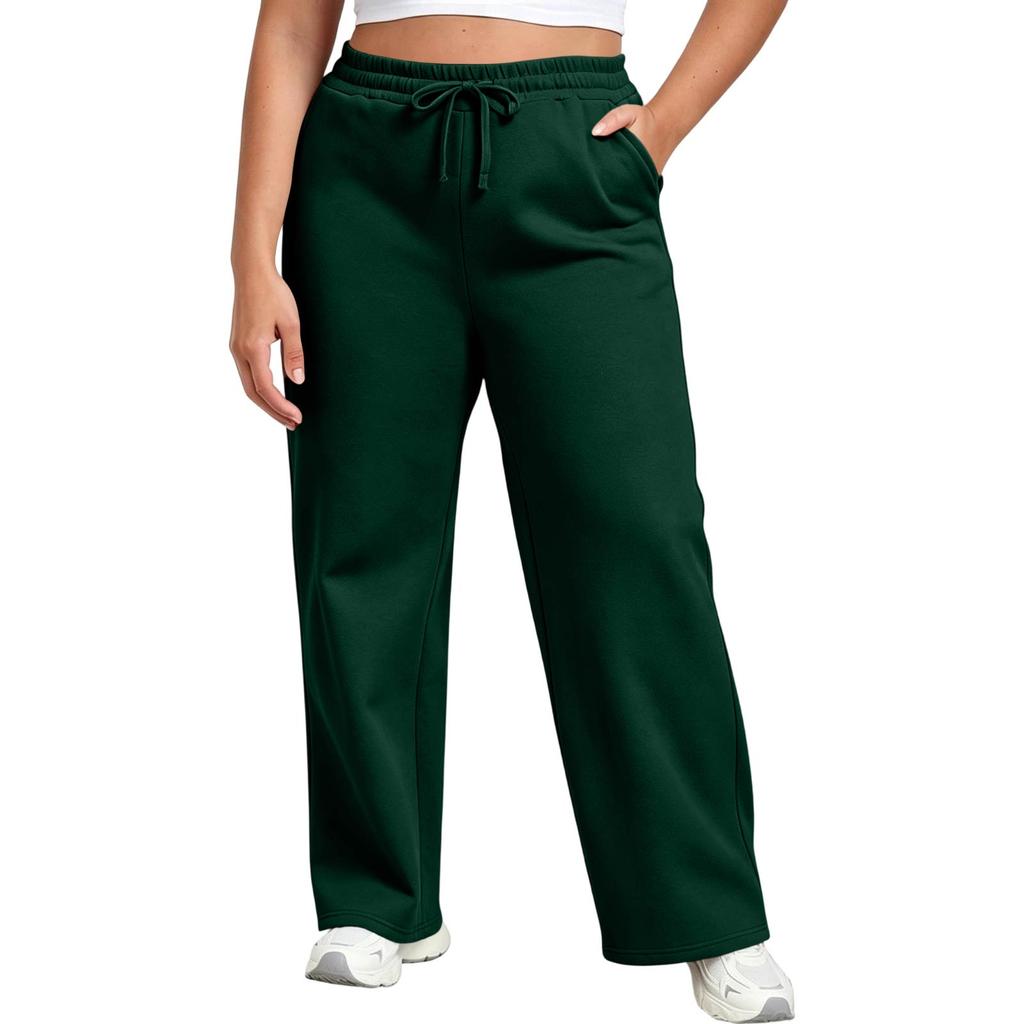 Unisex Size Sweatpants with Pockets Loose Straight Leg Casual Pants for Men and Women