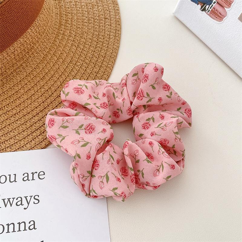 Gentle Sweet Women Floral Hair Ties Scrunchies Tulip Rose Flower Hair Rope Summer Ponytail Holder Rubber Band Hair Accessories