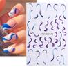 1 arkusz Ultra cienka geometria 3D nieregularna wirująca fala krowa naklejka do Manicure w stylu francuskim wzory pasków naklejka na linię paznokci