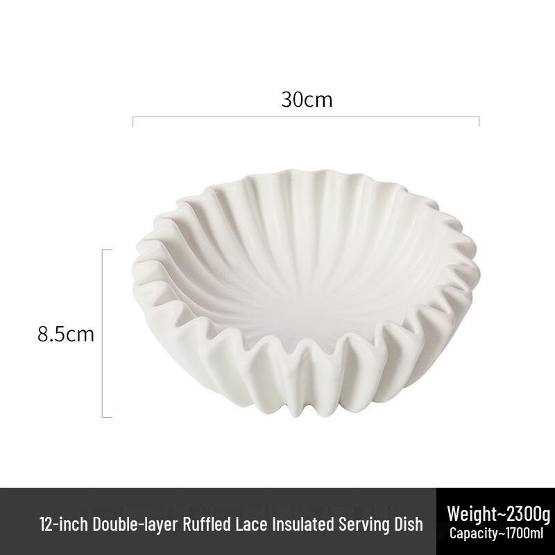 Ru Han Bone China Lotus Leaf Insulated Serving Plate