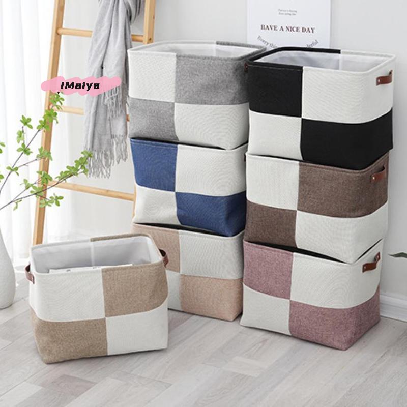 M-40x30x30CM Sundries Sorting Basket Linen Folding Storage Box Home Supplies Organizer for Socks Underwear Baby Toys