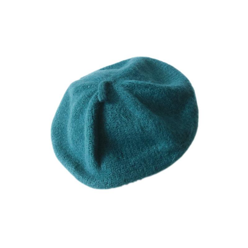 Hat Women's Winter Cashmere Beret Knitted Wool Bud Painter Hat Autumn Retro British Japanese Korean Style Trend