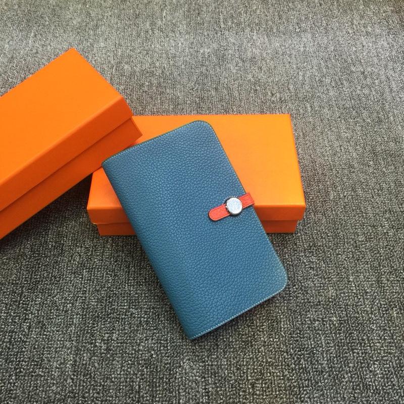 New Fashion Top Layer Cowhide Lychee Pattern Wallet Women's Long Style Handbag Leather Passport Clip Women's Bag