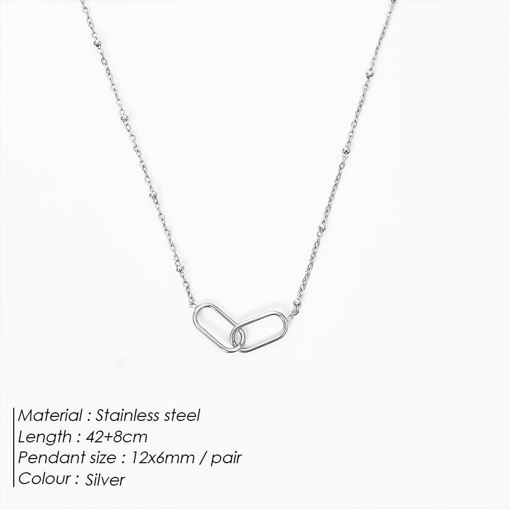 EManco Hot Fashion Stainless Steel Link Infinity Necklace Geometric Double Paperclip Pendant Women s Simple Jewelry Wholesale