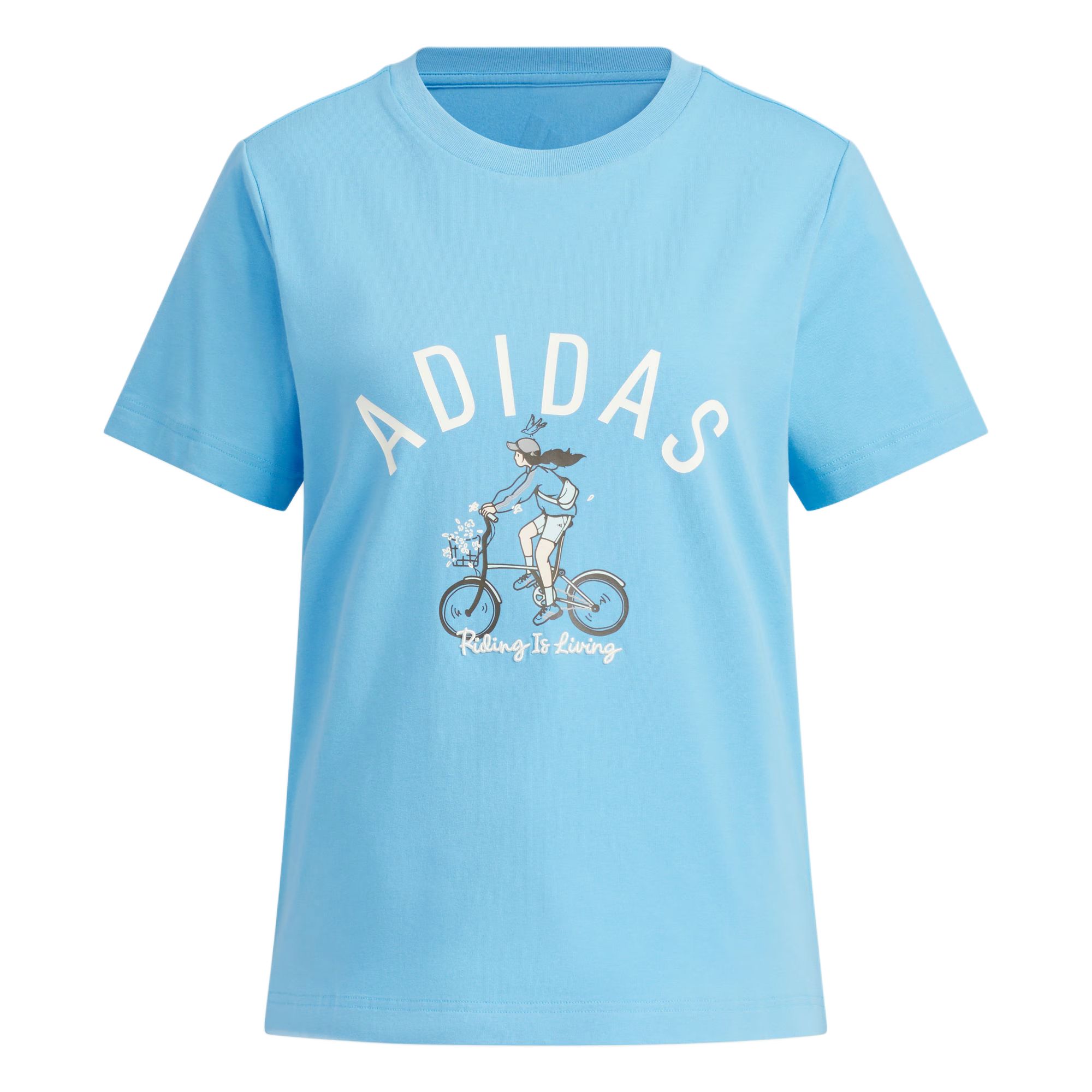 

Adidas Printed Casual Round Neck Short Sleeve T-Shirt Women Tops Blue JN7771 S