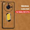 For ZTE Nubia Z50 S Pro Sheepskin Leather Magnetic Ring Stand Holder Case For Nubia Z50 Ultra Z60 Ultra Lens Protection Cover