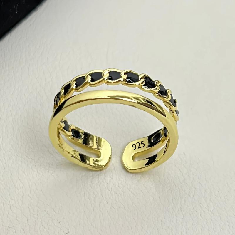 Sam Panda 925 Silver Rings For Women Men Fine Jewelry Finger Adjustable Open Vintage Chain Ring For Party Birthday Gift