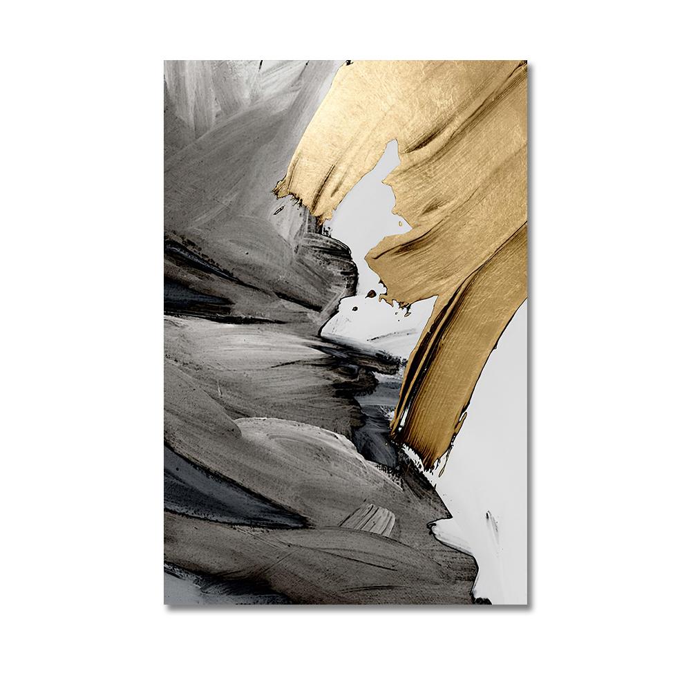 3PCS Frameless Luxury Abstract Gray Golden Painting Wall Art Canvas Prints Pictures For Loft Apartment Living Room Home Office