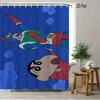 Crayon Shin-Chan & Friends & Shiro & Strange Creature On Green Grass Scene 2D Print Waterproof Shower Curtain, Bright Green Bath