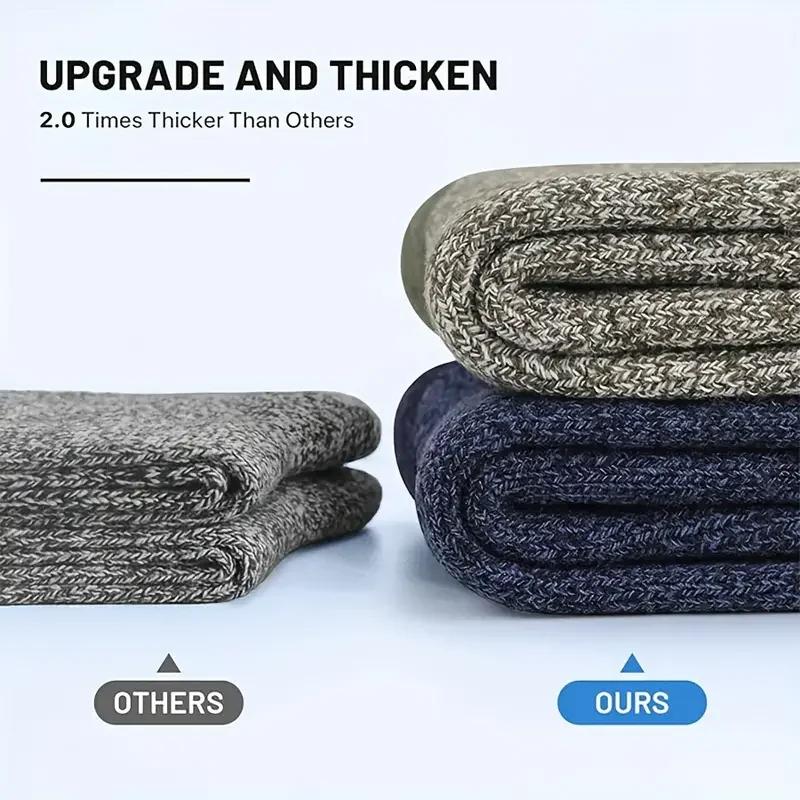 5 Pairs Merino Wool Socks For Man Women , Super Thick Hiking Sock Men'S Thermal Socks For Cold Weather Men Woman Snow Socks