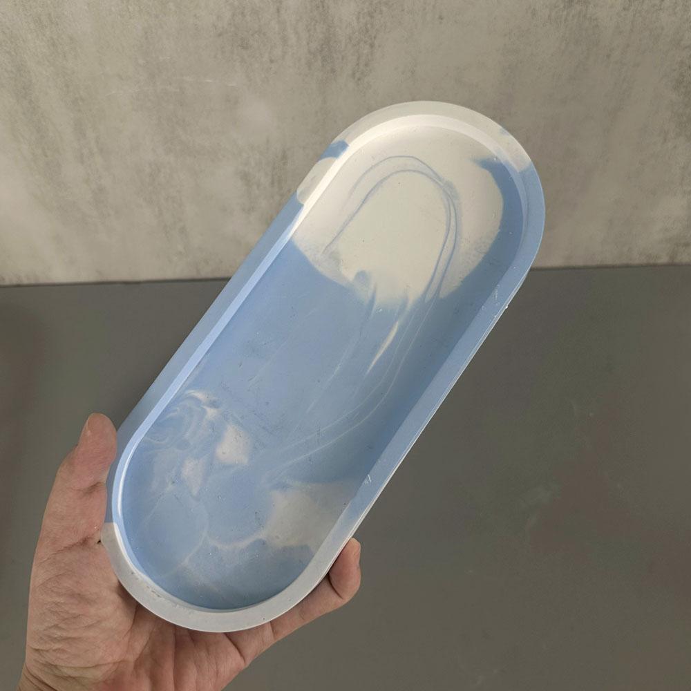 Silicone Gypsum Storage Tray Molds Oval Shape Jewelry Display Dish Concrete Cement Mold Handmade Resin Coaster Making Mould Tool