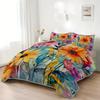 Vibrant Floral Quilt Set 1 Quilt+2 Pillowcases Floral Quilt Set Cozy Lightweight Watercolor Flower Bedding King Queen Sizes