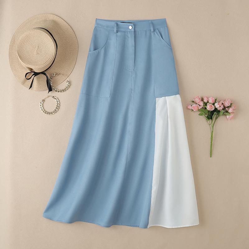 

ZANZEA Womens Casual Patchwork Loose A-line Long Skirts S синий