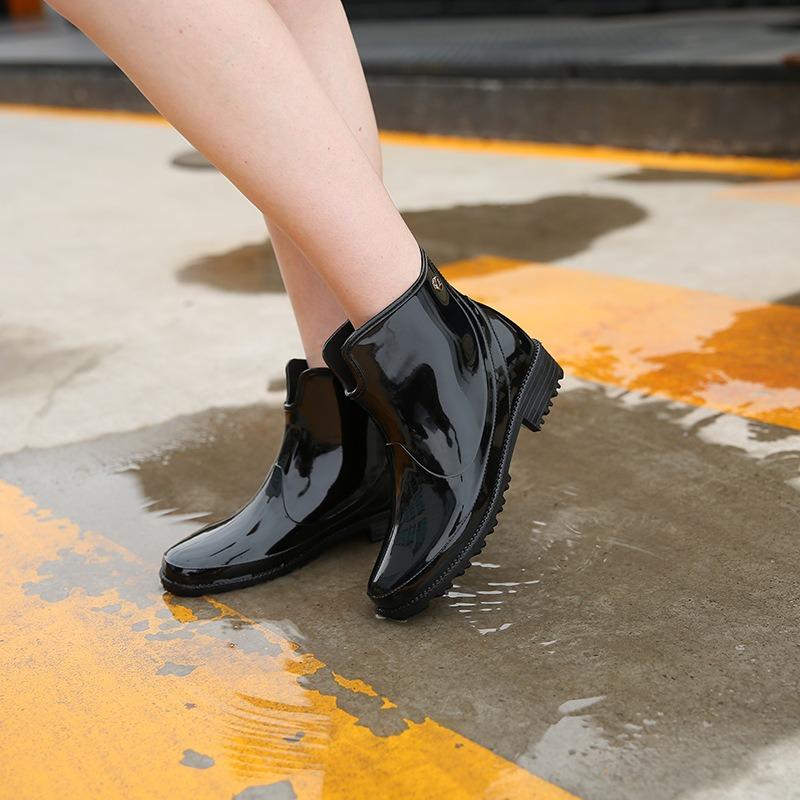 Rain Shoes Fashionable New Cotton Liner Women's Non-slip Waterproof Glossy Exquisite Short Versatile Water Shoes