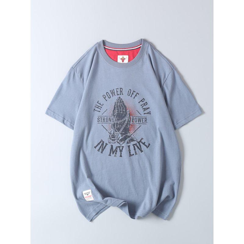 Fashionable Vintage Printed Round Neck Short-Sleeve Men's T-Shirt Made of Washed Cotton for Export