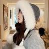 Women's Warm Down Ear Protection Hat Plus Velvet Thickened Cotton Hat Cold  Proof Hat Plush Cute Face Showing Little Lei Feng Hat