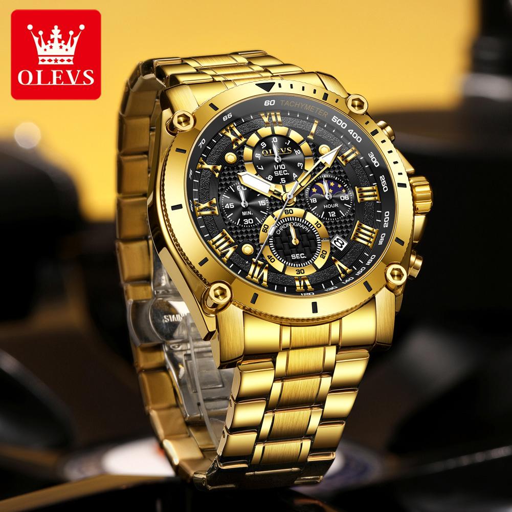 New Mens Watches OLEVS Top Luxury Brand Big Dial Watch Men Waterproof Quartz Wristwatch Sport Chronograph Clock Relogio Masculin