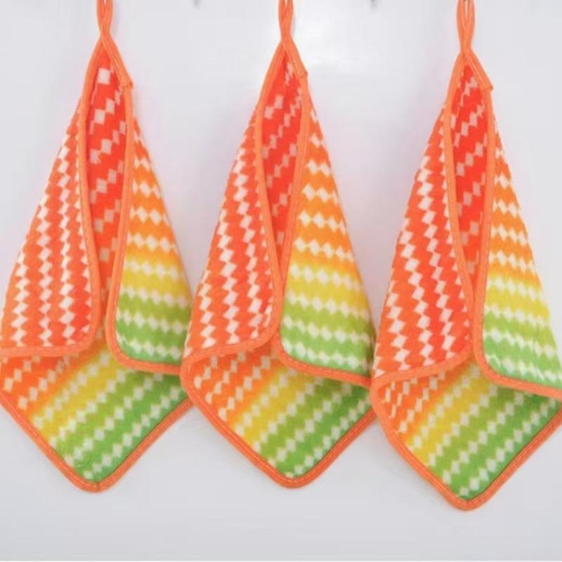 Rainbow Dishcloth Colorful Dishcloth Household Lazy Absorbent Kitchen Non-shedding Home Cleaning Scouring Pad