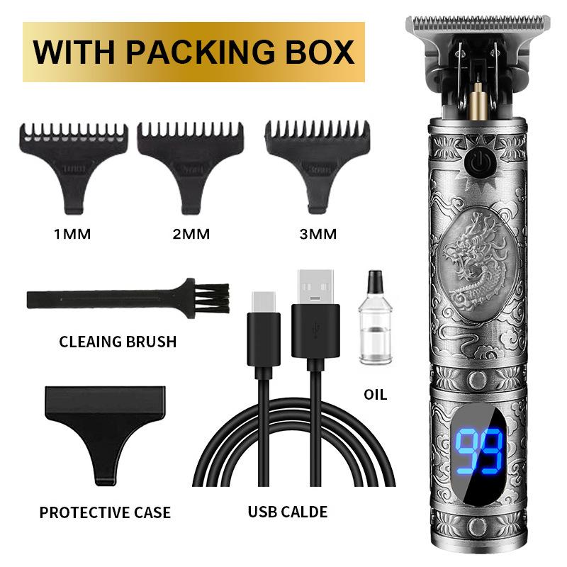 New Hair Clipper LCD Digital Display Household Hair Clipper Retro Oil Head Electric Clipper T9 Beard Carving Small Clipper Electric