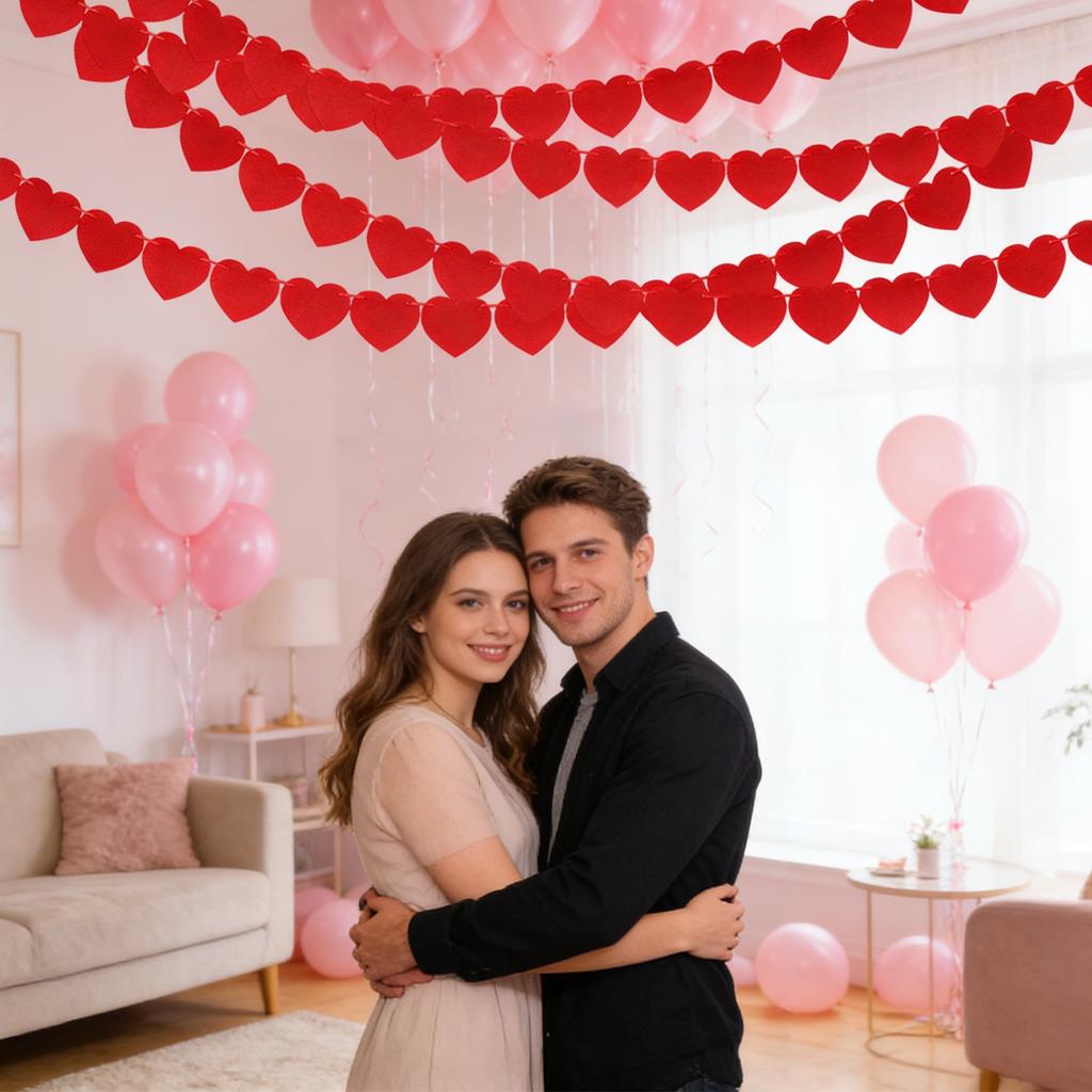 Valentinstagsdekoration, Hängende Herzen, Valentinstagsbanner, Hängende Valentinsgirlande, Valentinstagsdekorationen