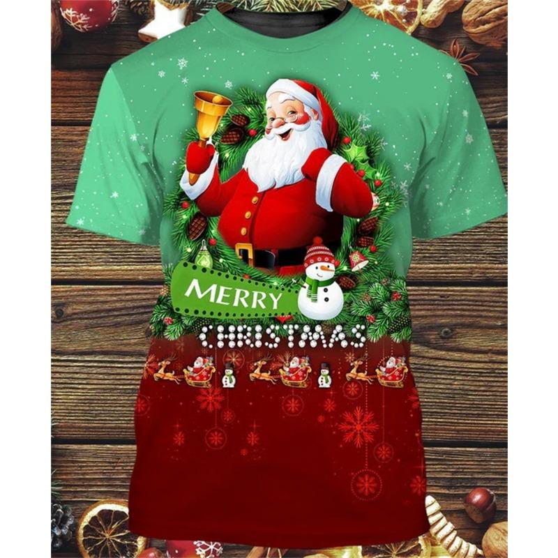 Weihnachten 3D-Druck Weihnachtsmann-Muster T-Shirt Herren Damen Xmas Langarm-T-Shirts Herbstmode Oversize Locker Y2k Herren Oberteile