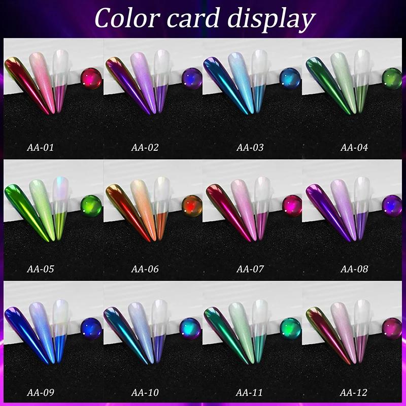 Candy Colored Magic Mirror Powder For Nails Chameleon Glitter High-Light Iridescent Diamond Holographic Rainbow Eyeshadow Dust
