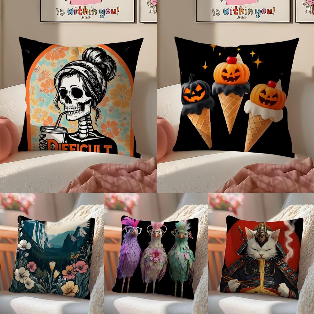 Hot And Fashionable Printing Patterns Cushion Cover Linen Pillowcase Cover Soft Decor for Sofa Home Room