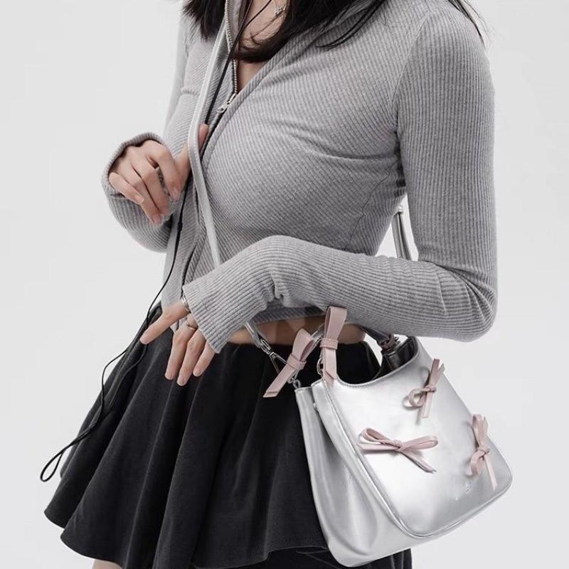 IELGY Original Ballet Butterfly Portable Shoulder Crossbody Bucket Vegetable Basket Bag Bow Decoration