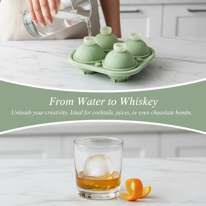 Extra Large Silicone Ice Cube Tray with Lid BPA Free Big Round Sphere Ice Ball Maker for Cocktail Party Use