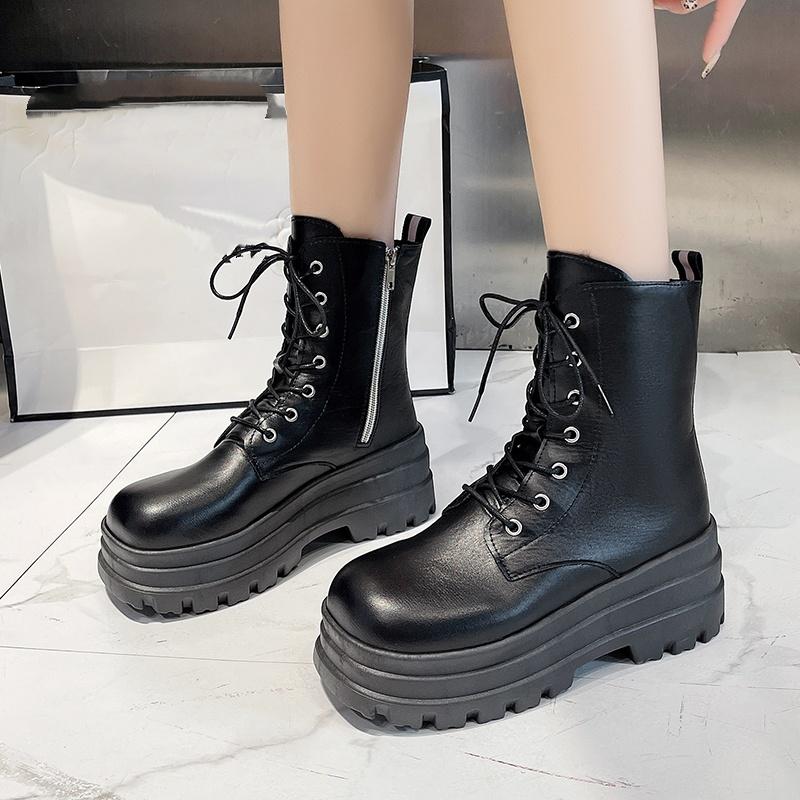 Winter Comfortable Lace Up Plus Size Horse Boots Fashionable New Round Toe Thick Sole Anti Slip Casual Work Boots For Women